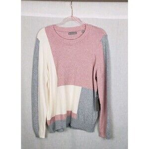 Evolution by Cyrus Pullover Sweater Large Color Block Multicolor Casual Cozy NWT